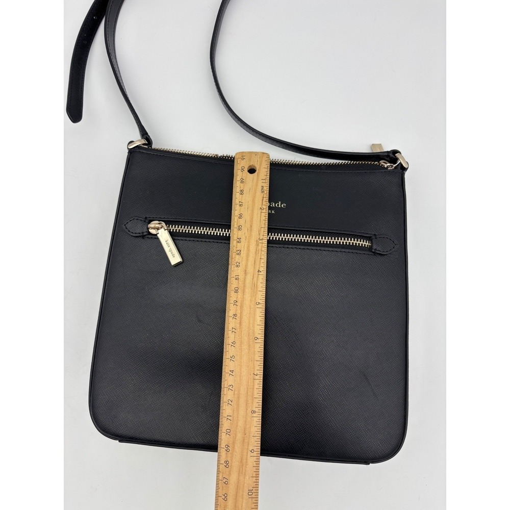 KATE SPADE New York‎ Black Leather Crossbody Bag Saffiano Sadie Gold Thin Purse - Picture 11 of 15